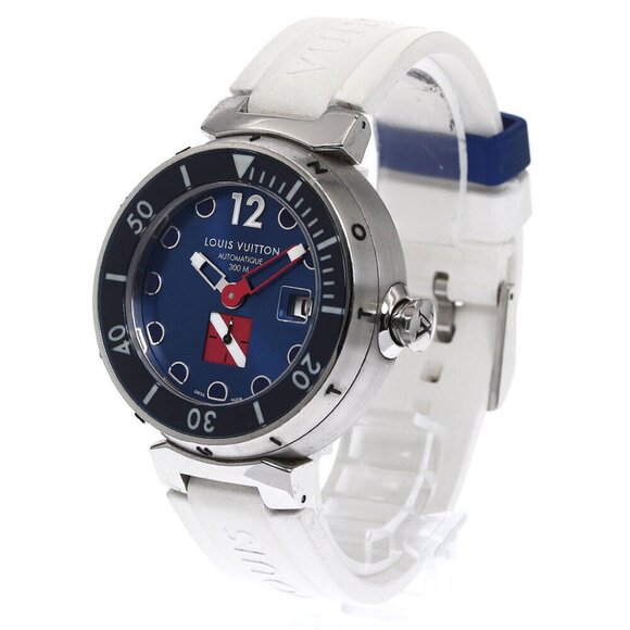 LOUIS VUITTON Tambour Diving Q103F Date Blue Dial Automatic Men's Watch - Picture 1 of 12